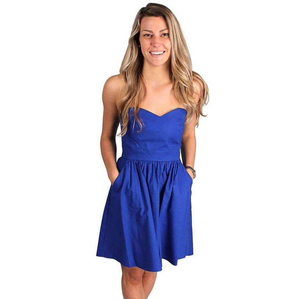 Lauren James Savannah Solid Strapless Dress Royal